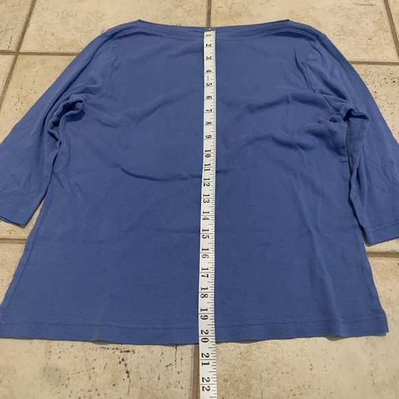 💜 NWD New Woman Design Blue 3/4 Sleeve Boatneck Top, Size M - Picture 5 of 5